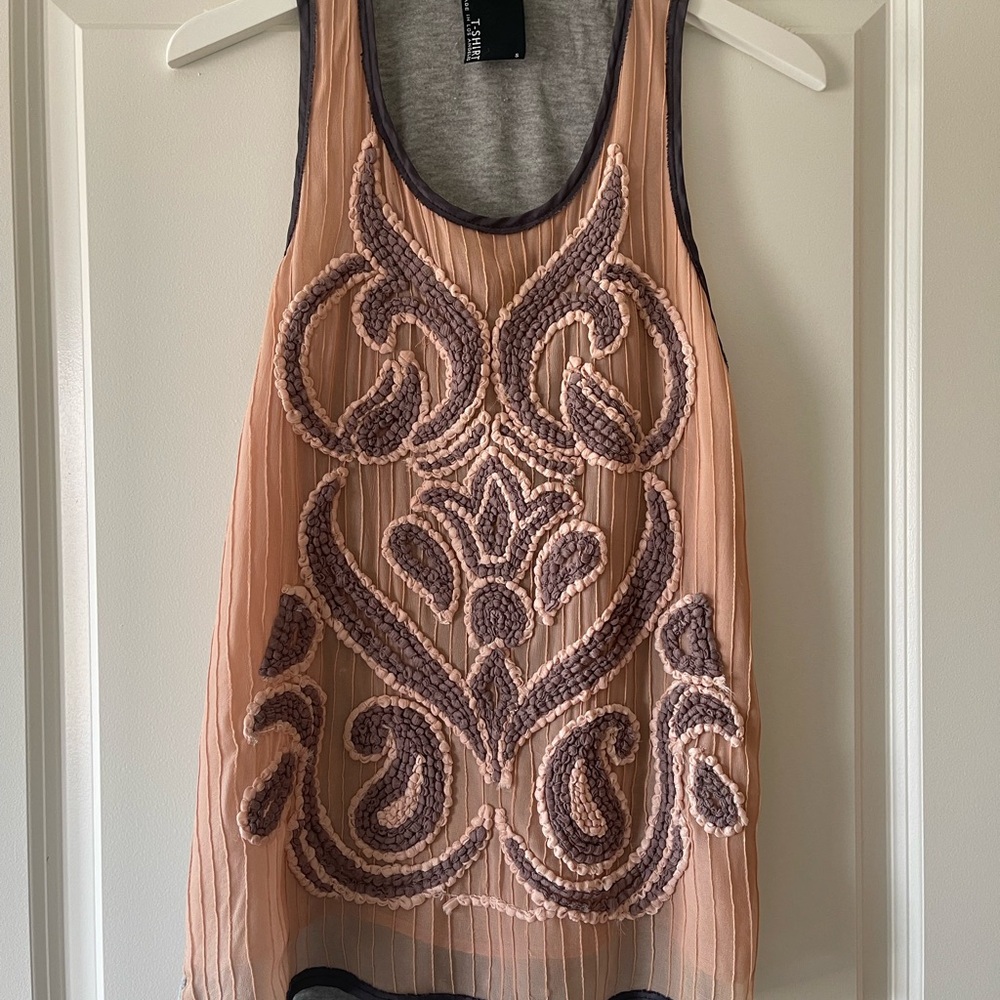 Embellished Peach Sleeveless Top